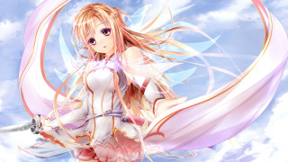 Girl sword clouds fantasy anime - a sword and a dress free wallpaper