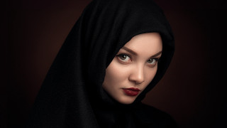 Elina karimova portrait black veil - free portrait wallpaper for desktop