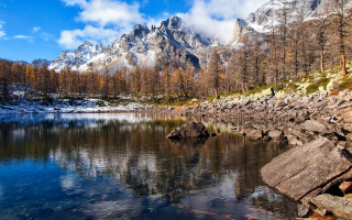 Mountain reflection lake trees sky 8 - didier mouron free wallpaper for desktop