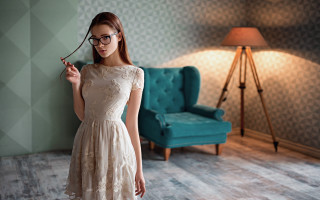 Woman dress scissors blue chair - a blue chair free wallpaper