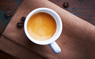 Coffee napkin beans wooden table - a cloth free wallpaper