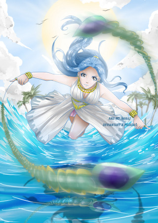 Woman white dress floating ocean - a fish free wallpaper for mobile