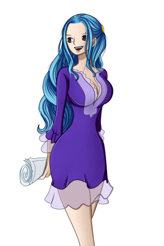 Cartoon blue hair purple dress - woman free wallpaper for mobile