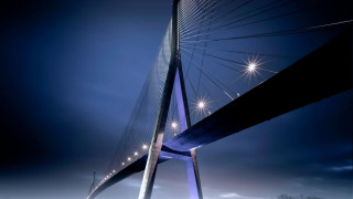 Tall bridge night lights skyline - side and a sky background free wallpaper for desktop
