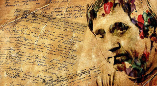 Man beard flowers head handwritten - letter free wallpaper