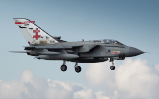 Fighter jet cloudy sky red 4 - a red cross free wallpaper