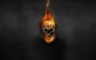 Skull burning face flame embers - burning free wallpaper