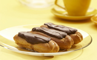 Chocolate pastries coffee yellow tablecloth - camille bombois free wallpaper