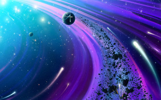 Space planet star purple blue - a planet and a star in the background free wallpaper