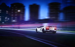 White sports car night city 10 - a white sports car free wallpaper for desktop