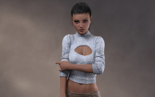 Woman cutout top skirt cigarette - skirt free wallpaper