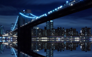 Night city bridge lights water 2 - a body of water free wallpaper for desktop