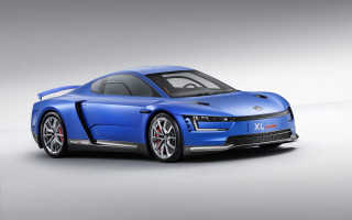 Blue sports car studio rendering - a gray backdrop free wallpaper