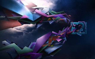 Colorful abstract sky clouds 3d - geometric abstract art free wallpaper for desktop