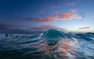 Large wave sunset ocean clouds - a large wave free wallpaper