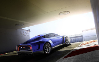 Blue sports car parking garage - the side of the road free wallpaper for desktop