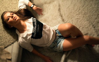 Woman couch relaxing detailed fashion - a remote control free wallpaper