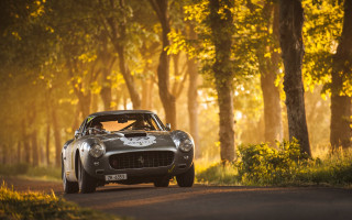 Vintage sports car woods sunset - fantastic free wallpaper for desktop