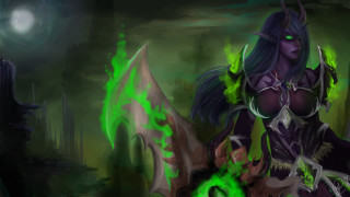 Green hair green light woman - her face and body free wallpaper