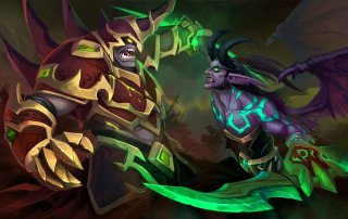 Demonic monsters green yellow hair - a sword and the other free wallpaper