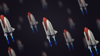 Small rockets flying formation red - formation free wallpaper