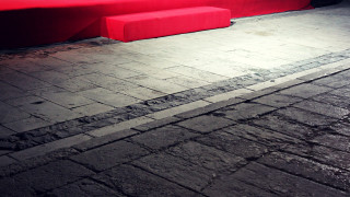 Red couch brick floor red - a red bench free wallpaper