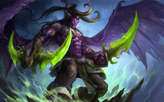Purple demon horns green tail - horn free wallpaper for desktop