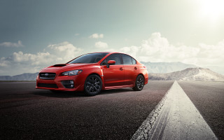 Red car mountains sunshine beach - the horizon free wallpaper