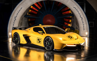 Yellow sports car tunnel wheel - circular free wallpaper