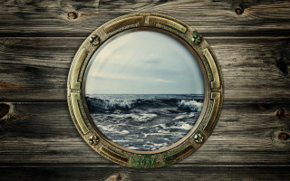 Boat ocean porthole wood gear - sense of depth free wallpaper