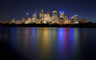 City skyline night reflections starry - elizabeth durack free wallpaper for desktop