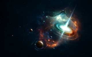 Space star blackhole aurora city - a black hole in the center free wallpaper