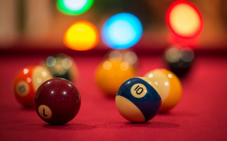 Pool table neon balls bokeh - free sports wallpaper
