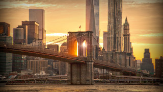 Bridge city skyline sunset matte - a city skyline in the background free wallpaper