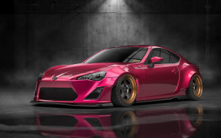 Pink sports car dark room - a spotlight free wallpaper