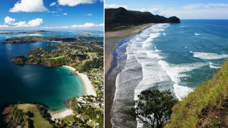 Beach water hill bridge boat - the middle of it free wallpaper