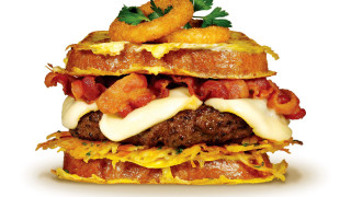 Hamburger bacon cheese onion fried - fried free wallpaper