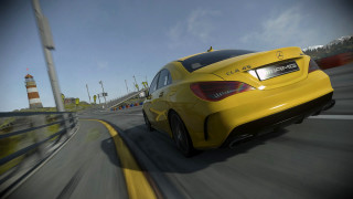 Yellow car lighthouse road blue - a yellow car free wallpaper