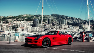 Red sports car city sailboats - adam szentpétery free wallpaper