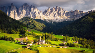 Mountain range village church landscape - andor basch free wallpaper for desktop