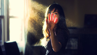 Woman hands glowing red sunlight - claire hummel free wallpaper