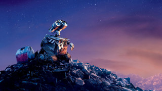 Robot pile rocks sky star - top of a pile free wallpaper