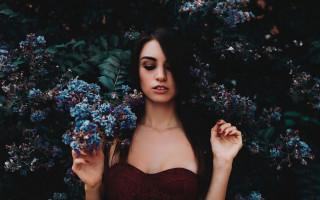 Woman red dress flower serious - elsa bleda free wallpaper