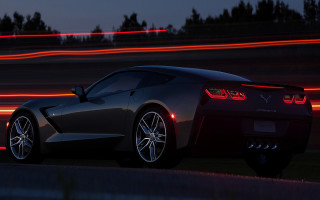 Black sports car night red - long exposure free wallpaper for desktop
