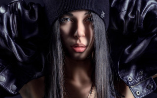 Gothic woman longhair blackhat jacket - her shoulder free wallpaper for desktop