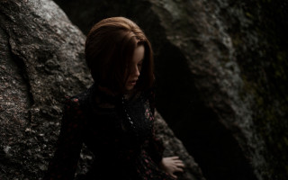 Gothic forest rockwoman shallowdepth tiltshift - a rock formation free wallpaper