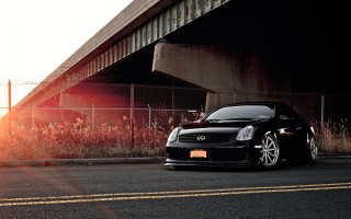 Black car bridge field photorealistic - rim free wallpaper