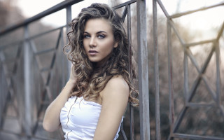 Woman white dress fence wind - claire falkenstein free wallpaper for desktop