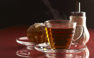 Tea donut stilllife food photography - a plate free wallpaper for desktop