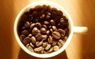 Coffee beans shadow table photorealism - a coffee cup free wallpaper